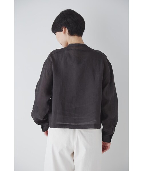 human woman」 長袖ブラウス MEDIUM チャコールグレー レディース