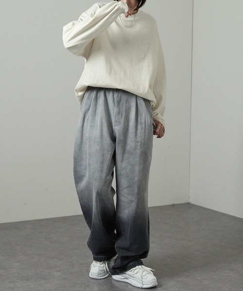 「Alfred Alex」 長袖Tシャツ L パープル メンズ