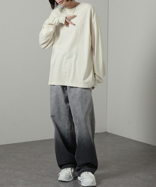 「Alfred Alex」 長袖Tシャツ L パープル メンズ