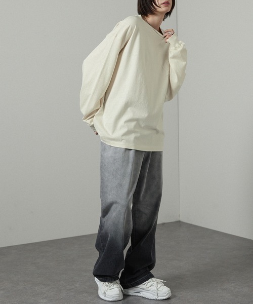 「Alfred Alex」 長袖Tシャツ L パープル メンズ
