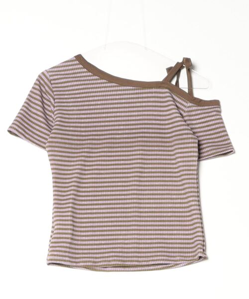 tシャツ ワンショルダーボーダートップス レディース ワンショルダーボーダートップス（Tシャツ/カットソー