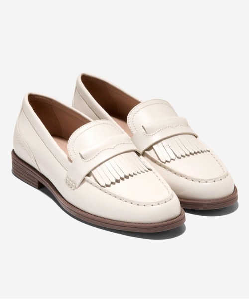 COLE HAAN ホワイト ローファー 約3cmヒール スタッシ エンブリッシュド ローファー womens. 28000 | COLE_HAAN