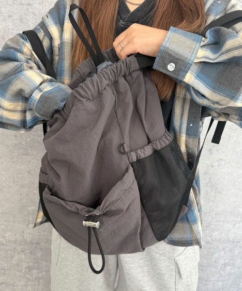 NCTWISH WEGO コラボ ナップサック グレー WEGO（ウィゴー） デイバック リュック WEGO/メッシュポケット