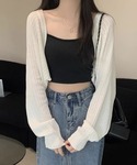 カーディガン uvカット 夏 透かし編みショー...の詳細画像1