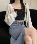 カーディガン uvカット 夏 透かし編みショー...の詳細画像2