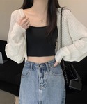 カーディガン uvカット 夏 透かし編みショー...の詳細画像3