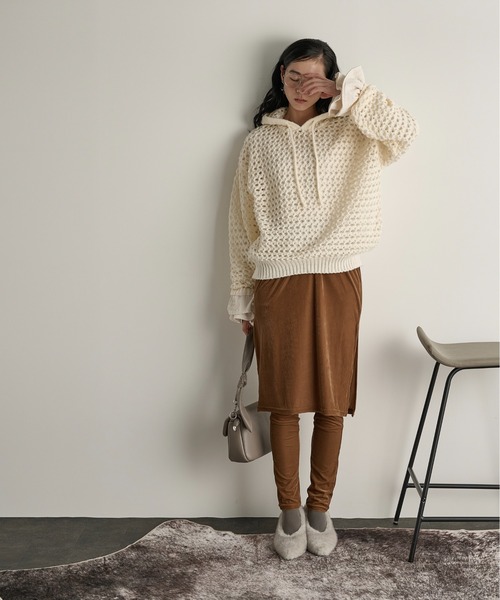 ルネ♡ニットフーディ THE Yon ニット セーター 透かし編みニットフーディー レディース