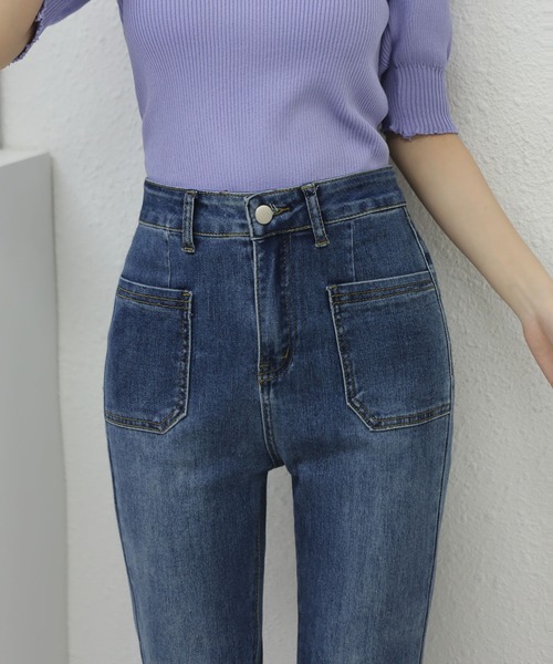 「MAISON DE THERESE」 ブーツカットデニムパンツ L ブラック レディース