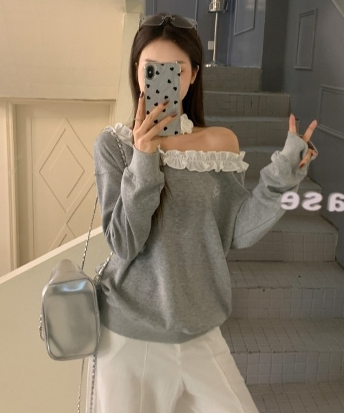 gossip!ロサンゼルス tシャツ 「Y2Kガーリー」フリルワンショルダー