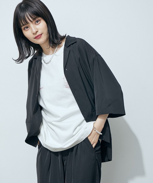 「JUNRED」 半袖シャツ M カーキ メンズ_画像2