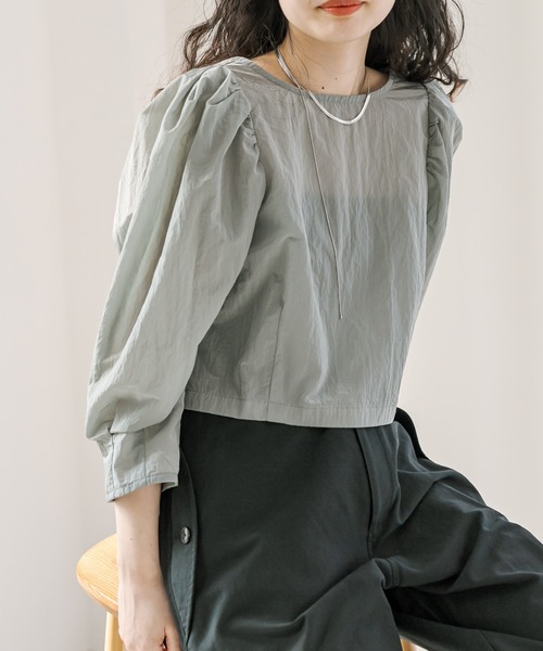 「mystic」 7分袖ブラウス FREE ネイビー レディース_画像3