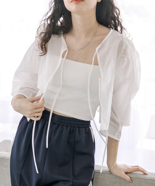 「mystic」 7分袖ブラウス FREE ネイビー レディース_画像7