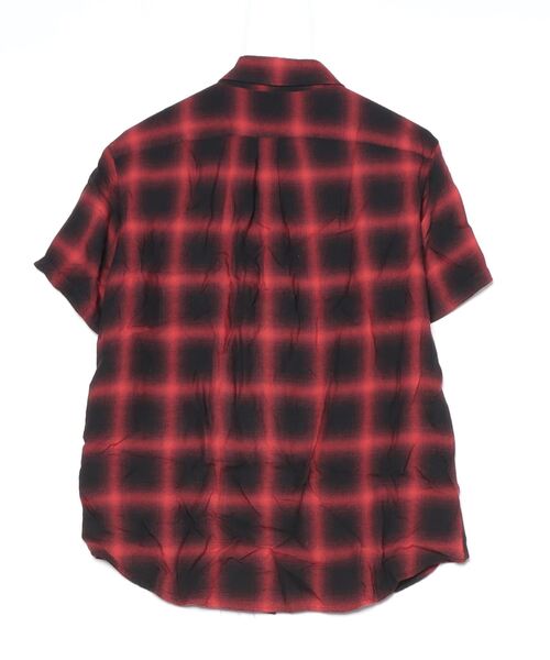 「Magine」 チェック柄半袖シャツ 46 レッド メンズの画像2