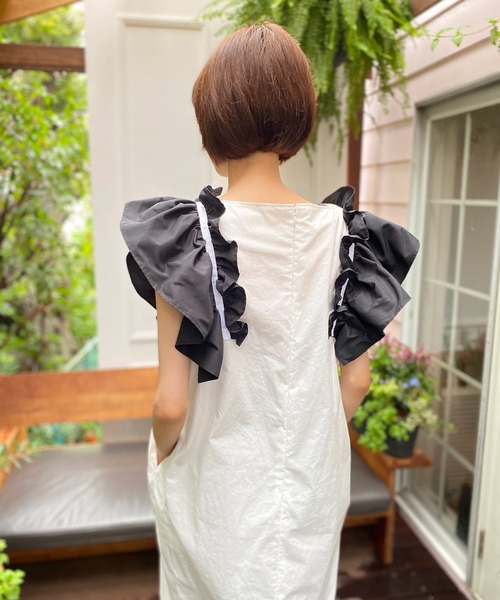 「AVIE」 ノースリーブワンピース 38 オフホワイト レディース_画像8