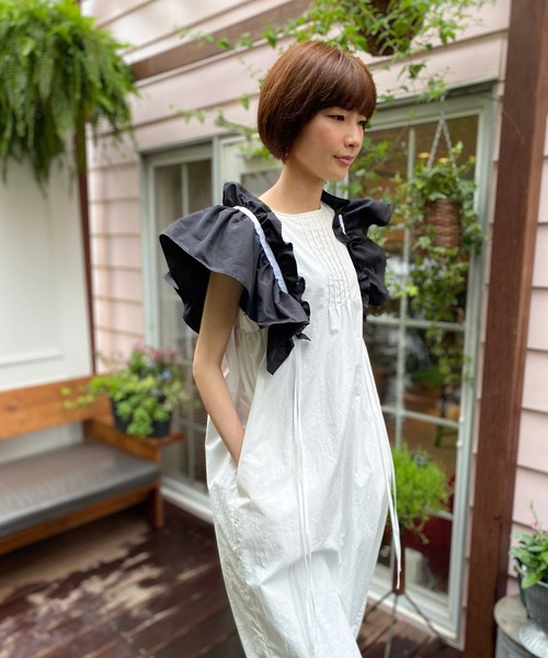 「AVIE」 ノースリーブワンピース 38 オフホワイト レディース_画像9