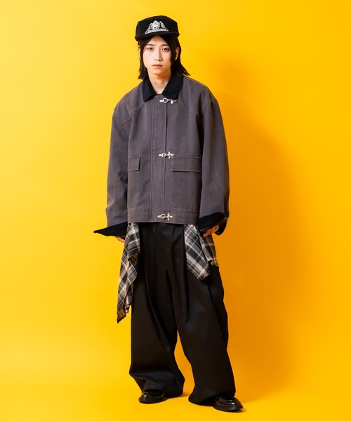パンツ a.p.o.v. 変形チェック柄シャツスカートレイヤー2タック