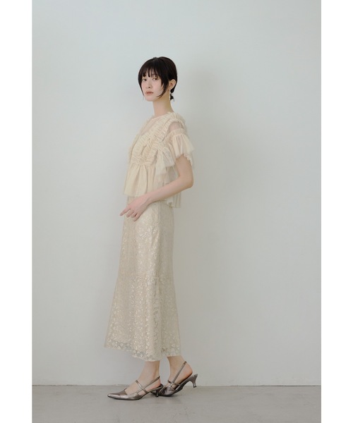 niana チュールフリルパフラムドレス niana（ニアナ） ドレス 「低身長用サイズあり」チュールフリル