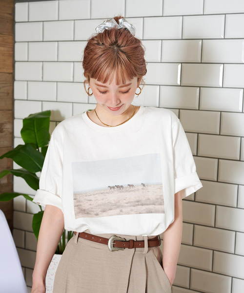 「B.C STOCK」 「Gleamy」半袖Tシャツ FREE ホワイト×ホワイト レディース_画像6