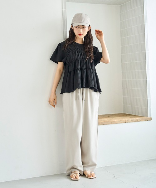 「mil」 半袖ブラウス ONE SIZE ブラック レディース_画像4