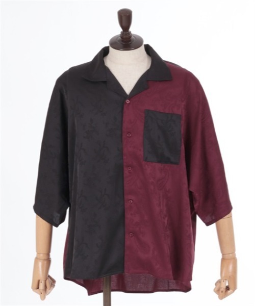 「AXES-X」 7分袖シャツ LARGE パープル メンズ_画像5