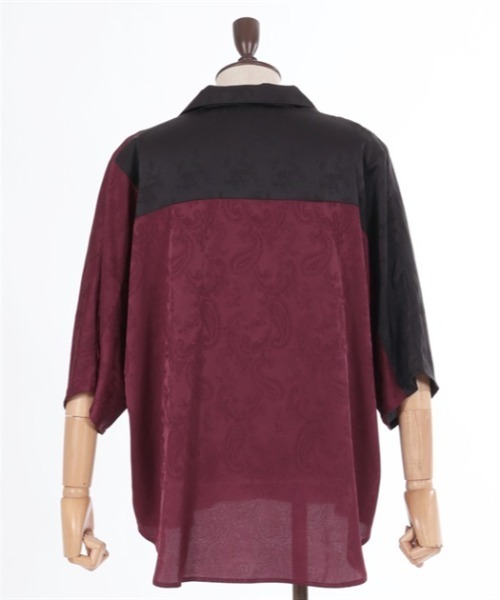 「AXES-X」 7分袖シャツ LARGE パープル メンズ_画像7