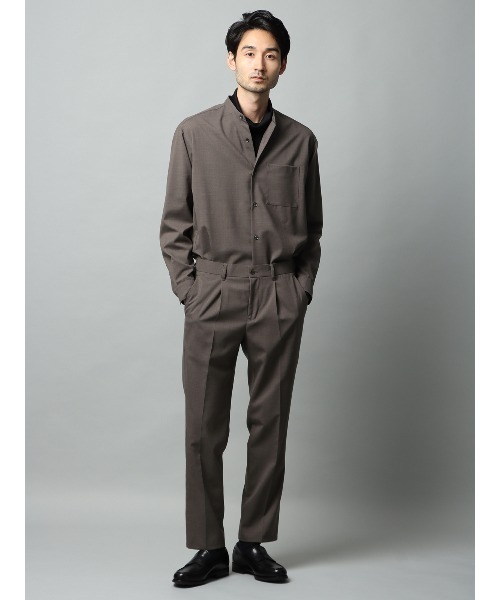 スラックス タックイージーパンツ ストレッチ ウールポリエステル