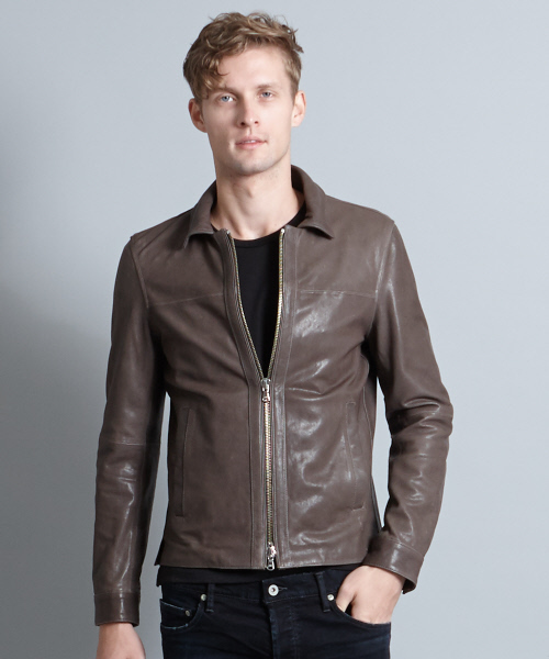 5351 POUR LES HOMMES レザーブルゾン 46(M) グリーン メンズ