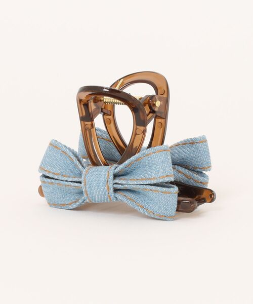ヘアクリップ デニム生地 リボンデザイン ヘアクリップ : ZOZOTOWN