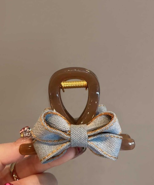 ヘアクリップ デニム生地 リボンデザイン ヘアクリップ : ZOZOTOWN