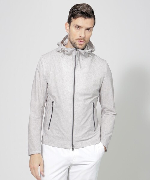 希少48サイズ エポカウォモ ラムレザージャケット ブルゾン グレー パンチング EPOCA UOMO（エポカ ウォモ） ブルゾン 48 ホワイト系その他 メンズ