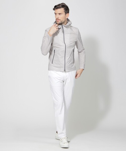 希少48サイズ エポカウォモ ラムレザージャケット ブルゾン グレー パンチング EPOCA UOMO（エポカ ウォモ） ブルゾン 48 ホワイト系その他 メンズ