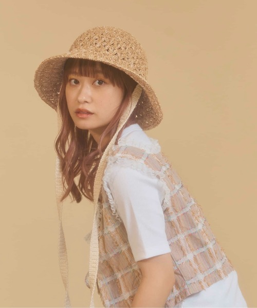 「kaorinomori」 ストローハット M/57.5cm ベージュ レディース_画像4