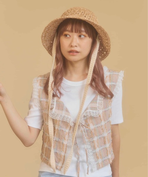 「kaorinomori」 ストローハット M/57.5cm ベージュ レディース_画像5