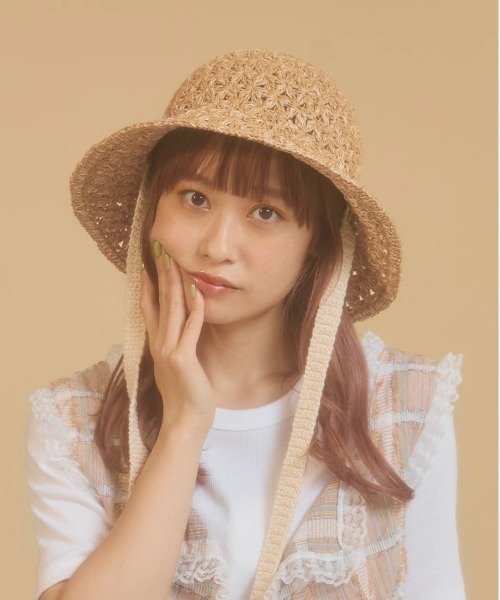 「kaorinomori」 ストローハット M/57.5cm ベージュ レディース_画像7