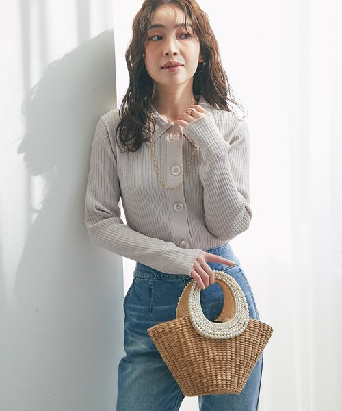 お値下げ！La boutique BonBonラメリブポロ衿カーディガン　新品 La boutique Bonbon（ラブティックボンボン） カーディガン 「今すぐお