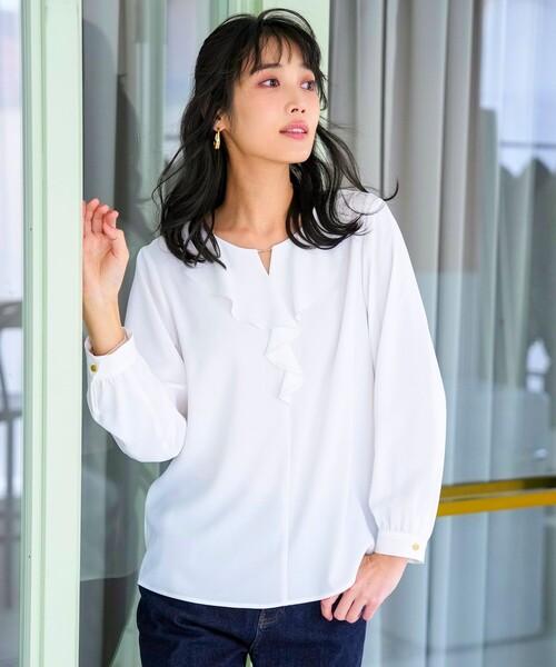 状態良好 アナイ フリルブラウス タイプライターノースリフリル ブラウス|ANAYI OFFICIAL ONLINE STORE