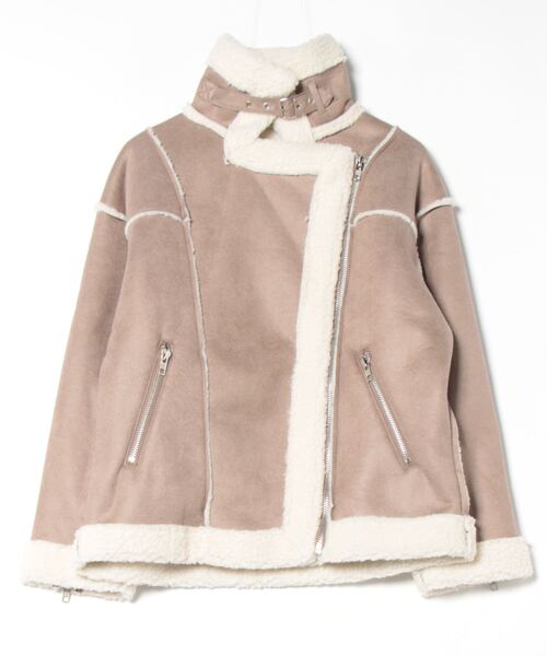 「SpRay」 ライダースジャケット FREE アイボリー レディース_画像4