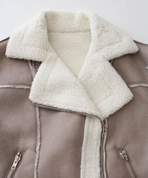 「SpRay」 ライダースジャケット FREE アイボリー レディース_画像6