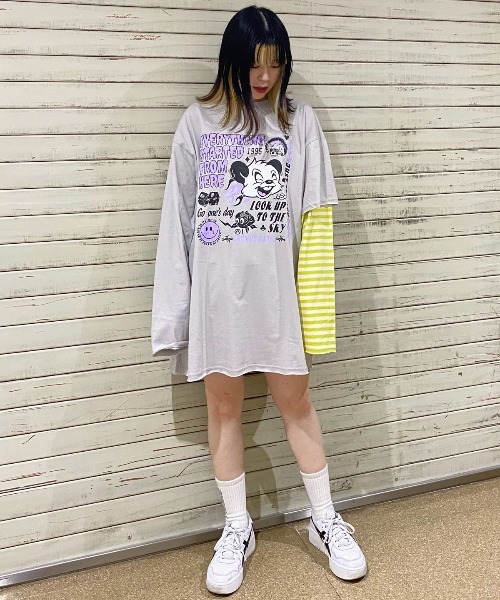 「Candy Stripper」 長袖ワンピース 2 パープル レディース_画像6