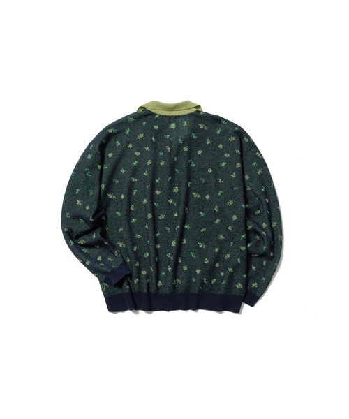 Pamm スキッパーニット　パム　グリーンブルーグレー PAMM（パム） ニット セーター 花や実や葉のシアースキッパーニット