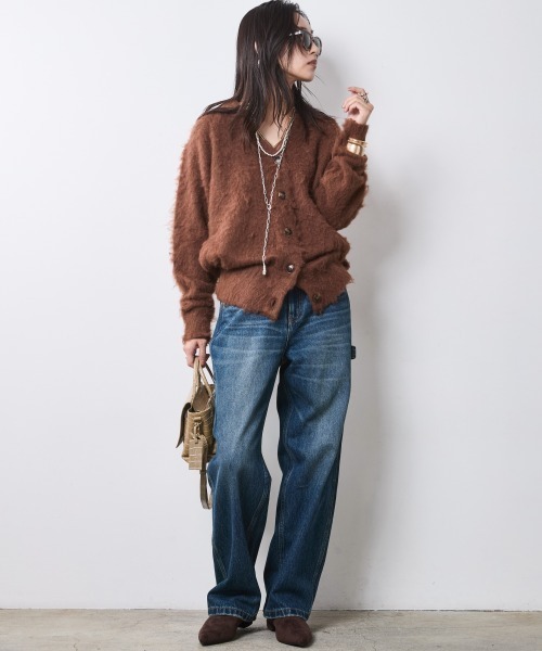 「CHIC STYLE」 ニットカーディガン M グレー レディース_画像4
