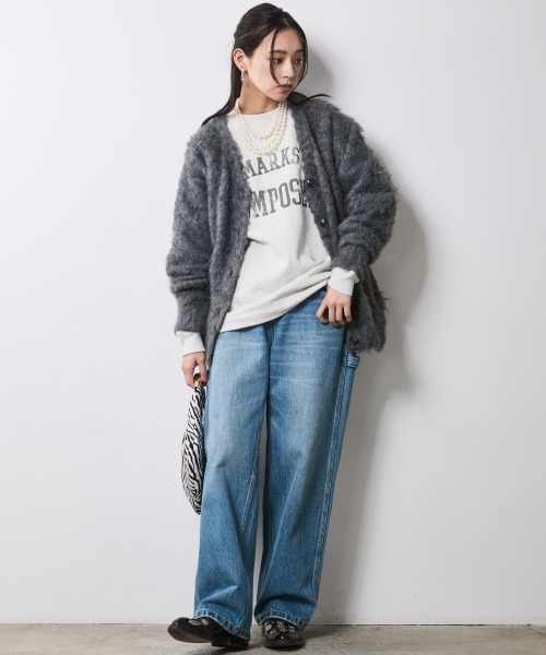 「CHIC STYLE」 ニットカーディガン M グレー レディース_画像9
