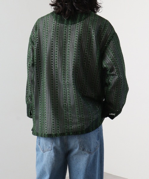 「SUGGESTION」 長袖シャツ L グリーン メンズ_画像2