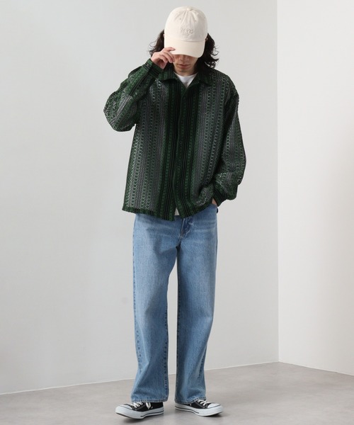 「SUGGESTION」 長袖シャツ L グリーン メンズ_画像5