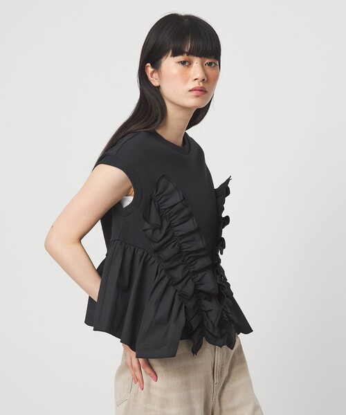tシャツ 「EMMEL REFINES」EM テレコフリル ギャザー プルオーバー レディースの画像