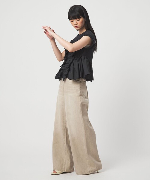 tシャツ 「EMMEL REFINES」EM テレコフリル ギャザー プルオーバー レディースの画像