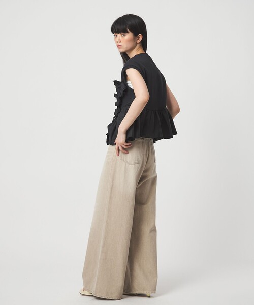 tシャツ 「EMMEL REFINES」EM テレコフリル ギャザー プルオーバー レディースの画像
