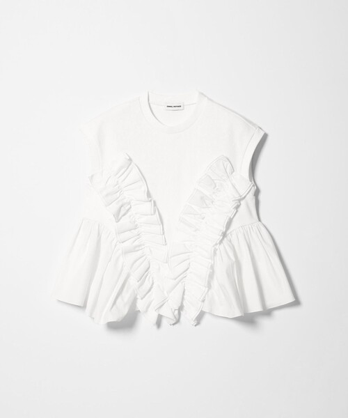 tシャツ 「EMMEL REFINES」EM テレコフリル ギャザー プルオーバー レディースの画像