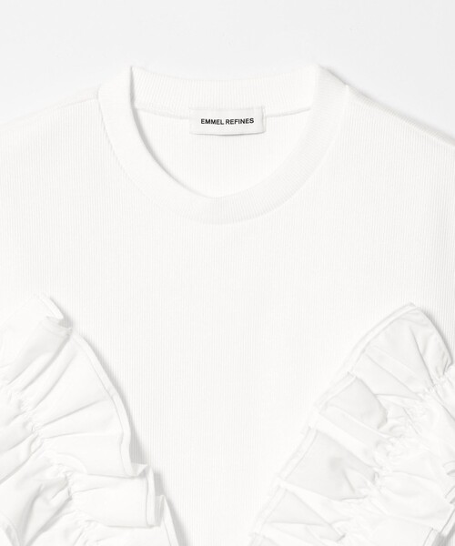 tシャツ 「EMMEL REFINES」EM テレコフリル ギャザー プルオーバー レディースの画像