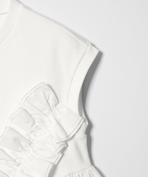 tシャツ 「EMMEL REFINES」EM テレコフリル ギャザー プルオーバー レディースの画像
